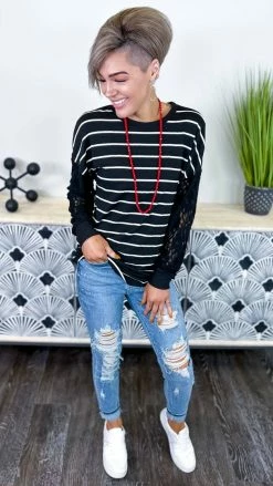 The ZigZag Stripe Black Sweet Shivers Top TOPS & TUNICS