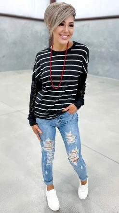 The ZigZag Stripe Black Sweet Shivers Top TOPS & TUNICS