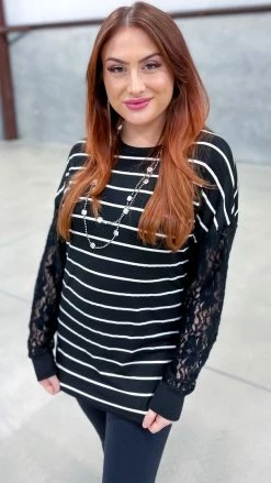 The ZigZag Stripe Black Sweet Shivers Top TOPS & TUNICS