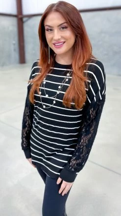 The ZigZag Stripe Black Sweet Shivers Top TOPS & TUNICS