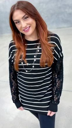 The ZigZag Stripe Black Sweet Shivers Top TOPS & TUNICS