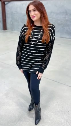 The ZigZag Stripe Black Sweet Shivers Top TOPS & TUNICS