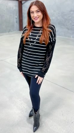 The ZigZag Stripe Black Sweet Shivers Top TOPS & TUNICS