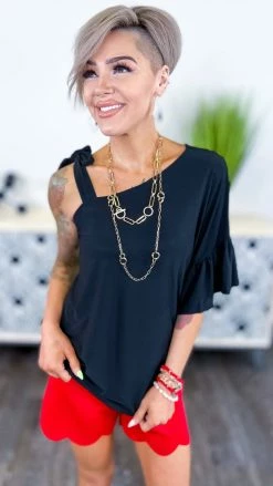 The ZigZag Stripe Black Sweetest Impression Top [NO RETURNS] TOPS & TUNICS