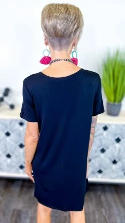 The ZigZag Stripe Black T-Shirt Dress