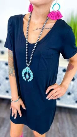 The ZigZag Stripe Black T-Shirt Dress