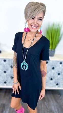 The ZigZag Stripe Black T-Shirt Dress