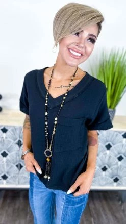 The ZigZag Stripe Black Take A Minute Top