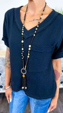 The ZigZag Stripe Black Take A Minute Top