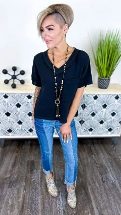 The ZigZag Stripe Black Take A Minute Top