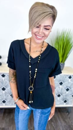 The ZigZag Stripe Black Take A Minute Top