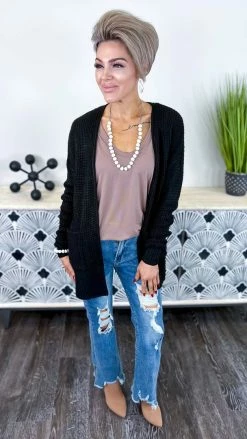 Zenana OUTERWEAR Black Take Direction Cardigan