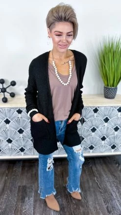 Zenana OUTERWEAR Black Take Direction Cardigan