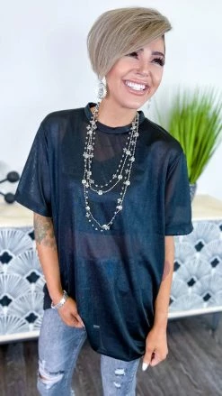 The ZigZag Stripe Black Totally Convinced Tunic [NO RETURNS] TOPS & TUNICS