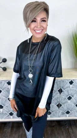 The ZigZag Stripe Black Totally Convinced Tunic [NO RETURNS] TOPS & TUNICS