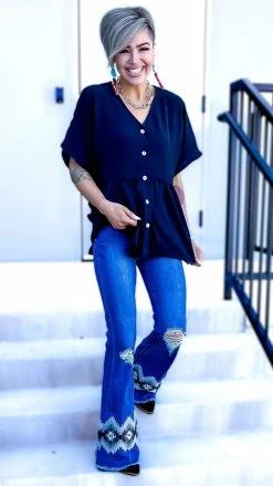 The ZigZag Stripe Black Trip To Venice Top TOPS & TUNICS