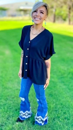 The ZigZag Stripe Black Trip To Venice Top TOPS & TUNICS