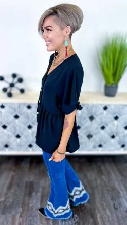 The ZigZag Stripe Black Trip To Venice Top TOPS & TUNICS