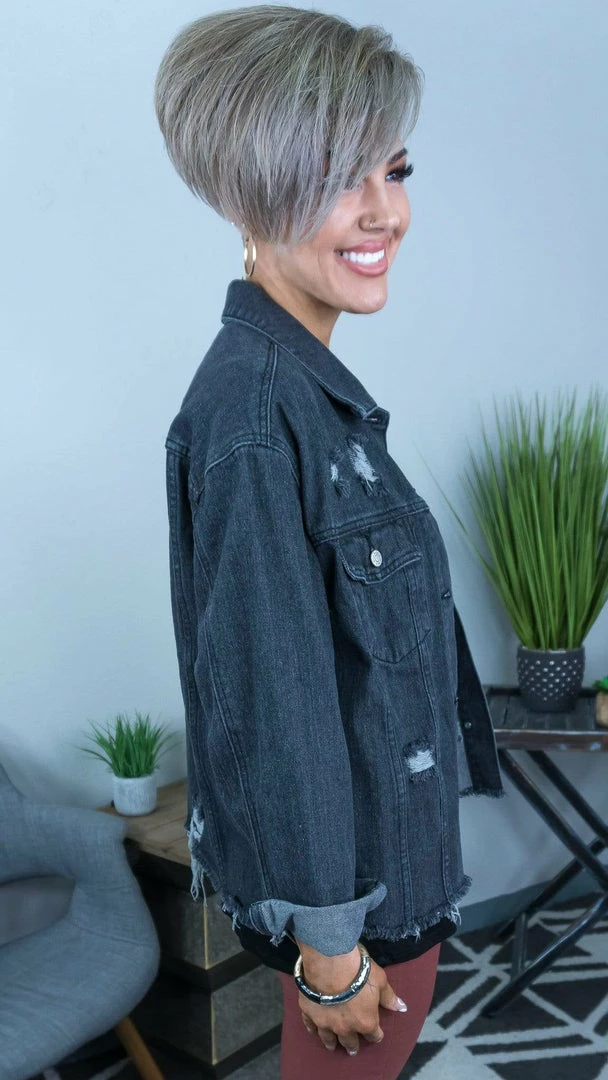 White Birch OUTERWEAR Black Trucker Denim Jacket