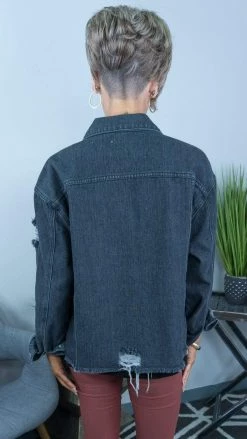 White Birch OUTERWEAR Black Trucker Denim Jacket