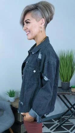 White Birch OUTERWEAR Black Trucker Denim Jacket