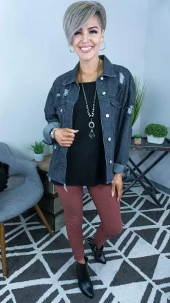 White Birch OUTERWEAR Black Trucker Denim Jacket