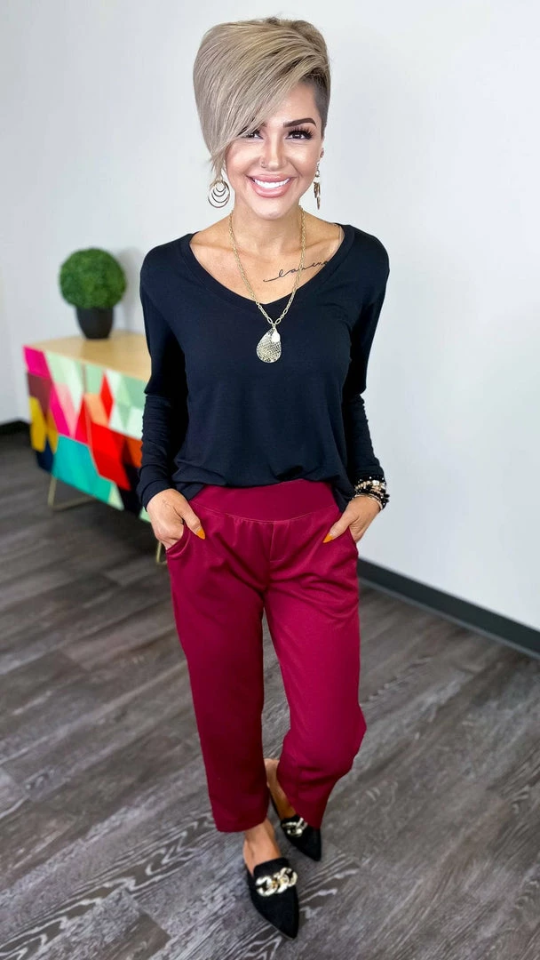 The ZigZag Stripe Black V-Neck Girlfriend Tee