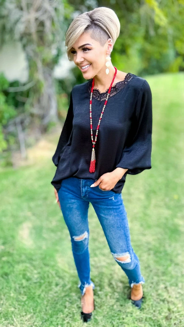 The ZigZag Stripe Black Wine Hour Top