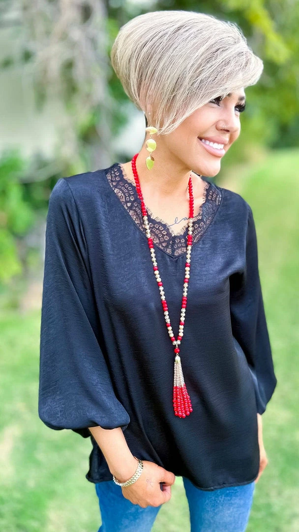 The ZigZag Stripe Black Wine Hour Top