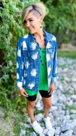 BiBi OUTERWEAR Bleach Spotted Denim Jacket