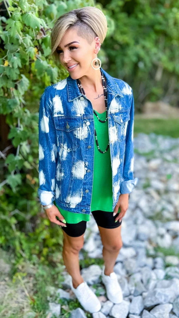 BiBi OUTERWEAR Bleach Spotted Denim Jacket