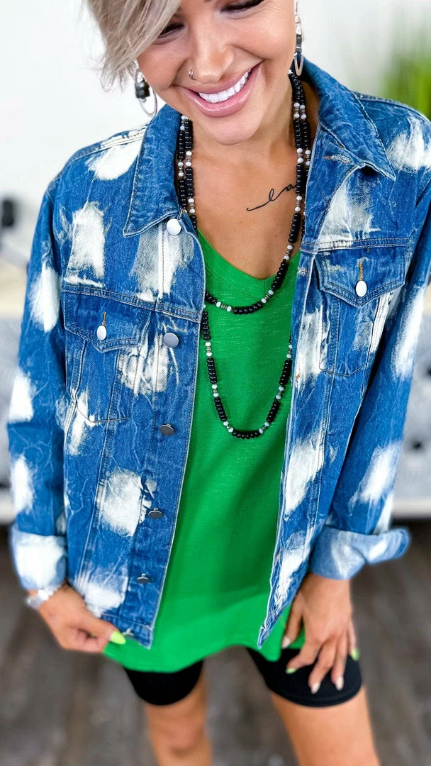 BiBi OUTERWEAR Bleach Spotted Denim Jacket