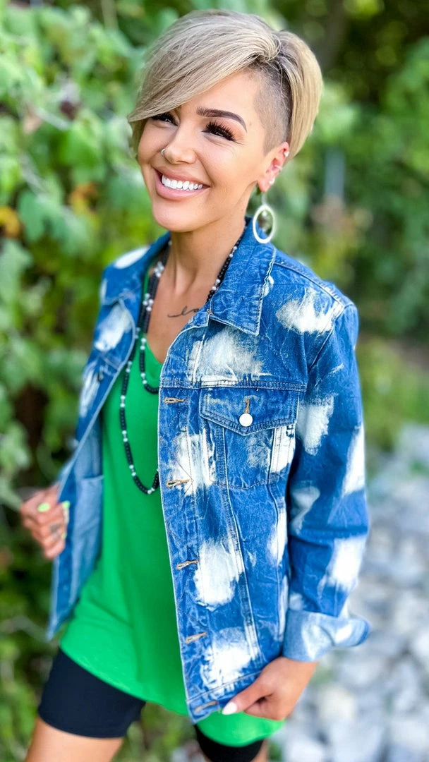 BiBi OUTERWEAR Bleach Spotted Denim Jacket