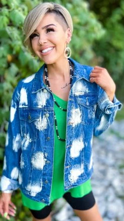 BiBi OUTERWEAR Bleach Spotted Denim Jacket