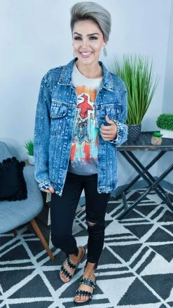 BiBi Blue All Over Studded Denim Jacket OUTERWEAR