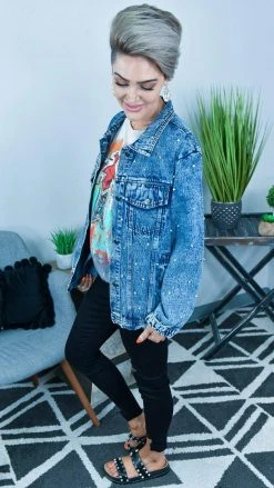 BiBi Blue All Over Studded Denim Jacket OUTERWEAR