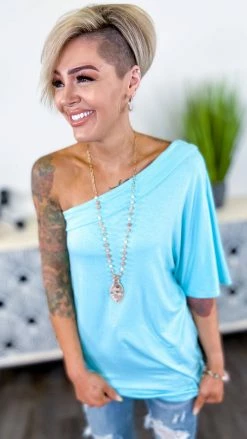 The ZigZag Stripe Blue Best Side Top [NO RETURNS] TOPS & TUNICS