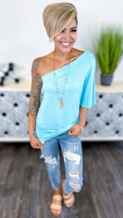 The ZigZag Stripe Blue Best Side Top [NO RETURNS] TOPS & TUNICS