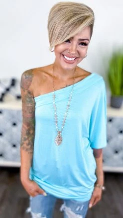 The ZigZag Stripe Blue Best Side Top [NO RETURNS] TOPS & TUNICS