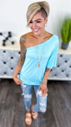 The ZigZag Stripe Blue Best Side Top [NO RETURNS] TOPS & TUNICS