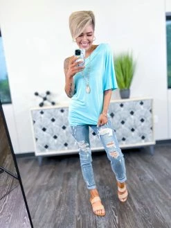 The ZigZag Stripe Blue Best Side Top [NO RETURNS] TOPS & TUNICS