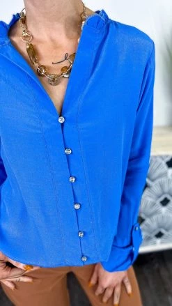 The ZigZag Stripe TOPS & TUNICS Blue Business Best Top