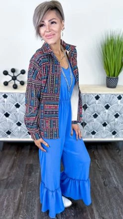 The ZigZag Stripe JUMPSUITS & ROMPERS Blue City Dreamer Jumpsuit