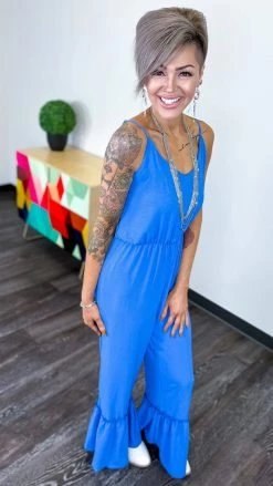 The ZigZag Stripe JUMPSUITS & ROMPERS Blue City Dreamer Jumpsuit