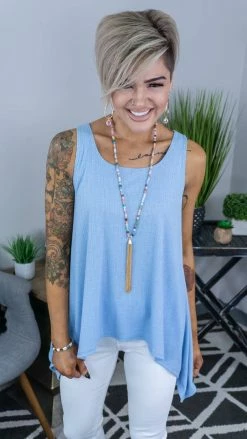 The ZigZag Stripe TOPS & TUNICS Blue Concert Vibes Tank [NO RETURNS]