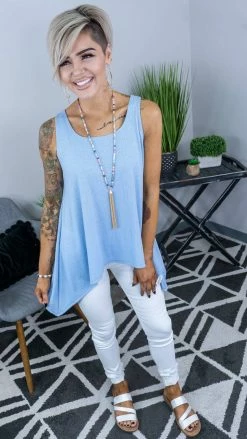 The ZigZag Stripe TOPS & TUNICS Blue Concert Vibes Tank [NO RETURNS]