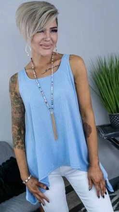 The ZigZag Stripe TOPS & TUNICS Blue Concert Vibes Tank [NO RETURNS]