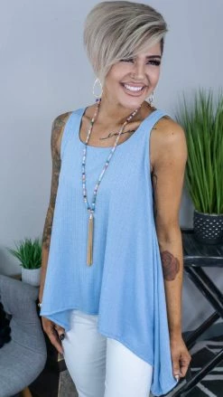 The ZigZag Stripe TOPS & TUNICS Blue Concert Vibes Tank [NO RETURNS]