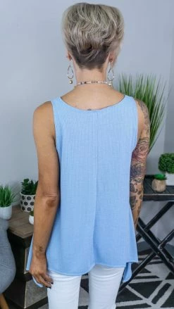 The ZigZag Stripe TOPS & TUNICS Blue Concert Vibes Tank [NO RETURNS]