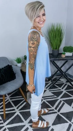 The ZigZag Stripe TOPS & TUNICS Blue Concert Vibes Tank [NO RETURNS]